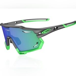 Unisex X-Tinger Polarized Green Black Cycling Sunglasses!